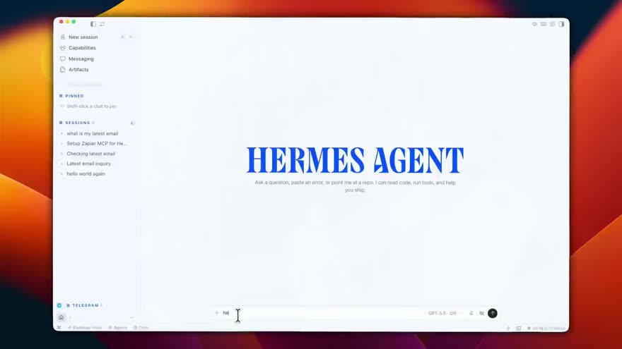 Hermes 데스크톱 앱 홈 화면