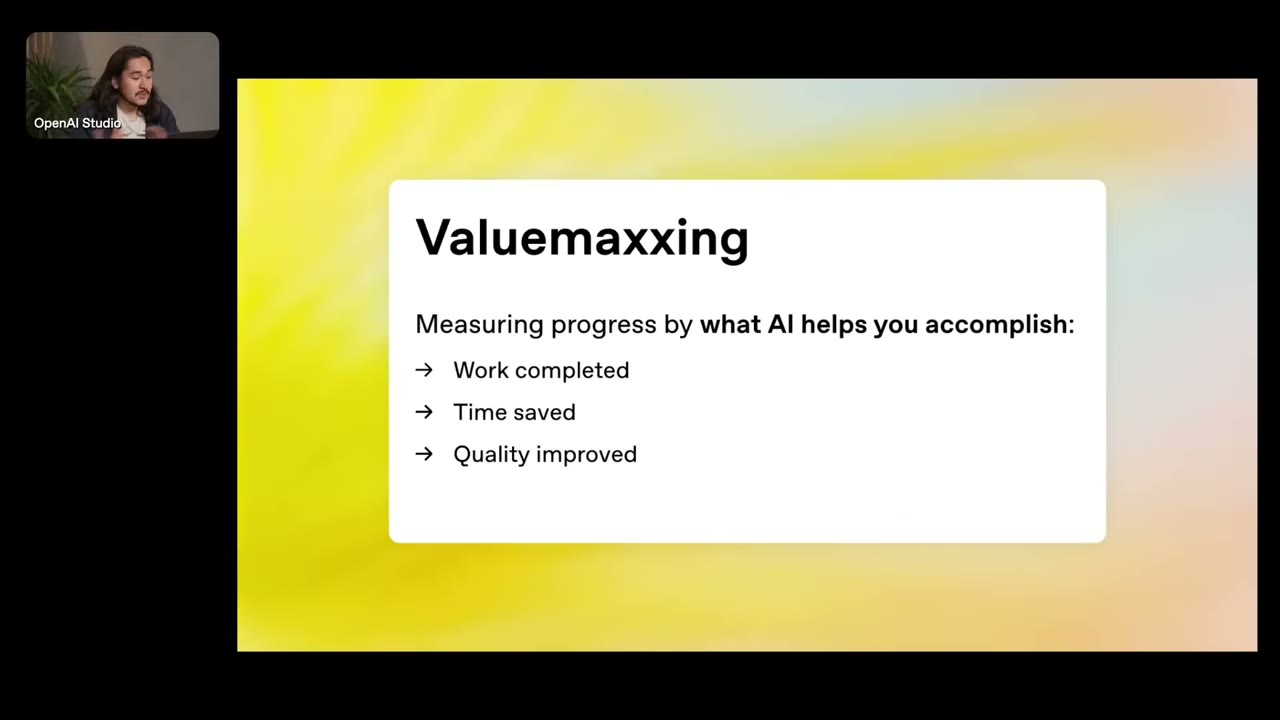 Valuemaxxing 슬라이드 — Work completed, Time saved, Quality improved